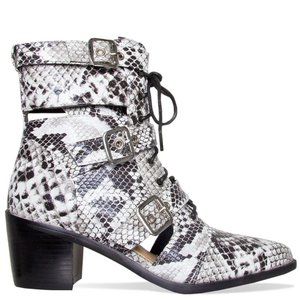 NEW Women's Snake Cut Out Buckle Ankle Boots Sz 6